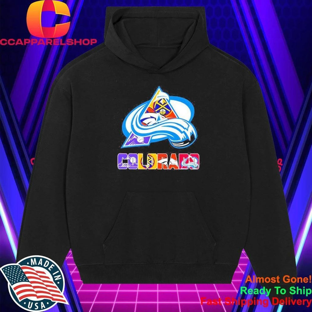 Colorado Rockies Nuggets Broncos Avalanche Rapids Teams Logo Text Art Shirt