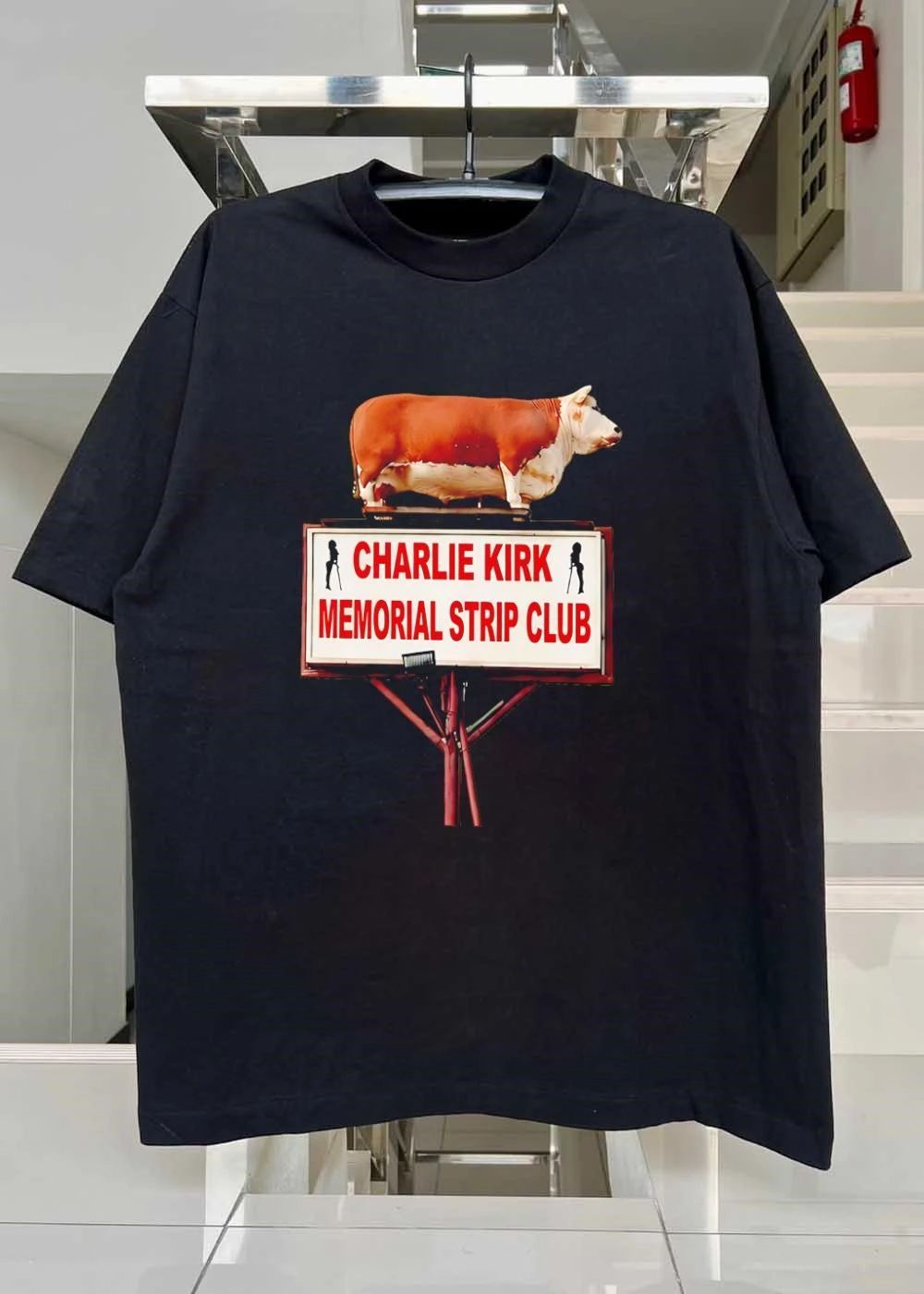 Charlie Kirk Memorial Strip Club Cow Shirt