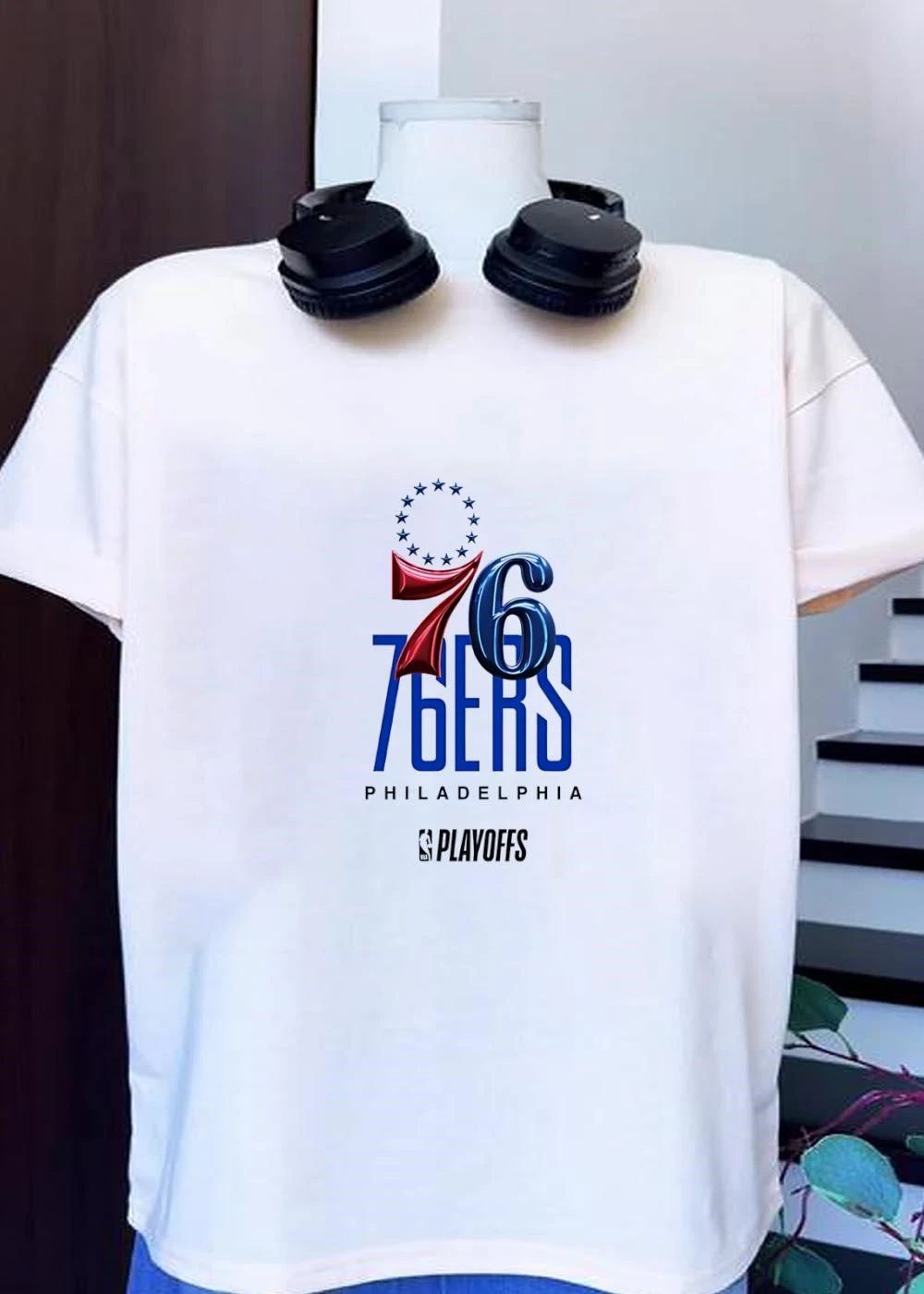 Philadelphia 76ers NBA Playoffs Team Logo White Shirt
