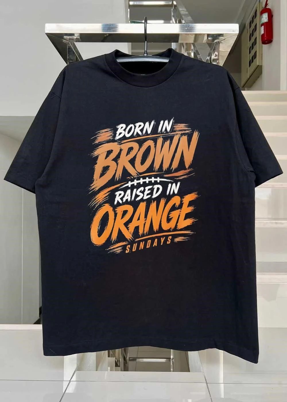 Sundays Born in Brown Raised in Orange Cleveland Browns T-Shirt
