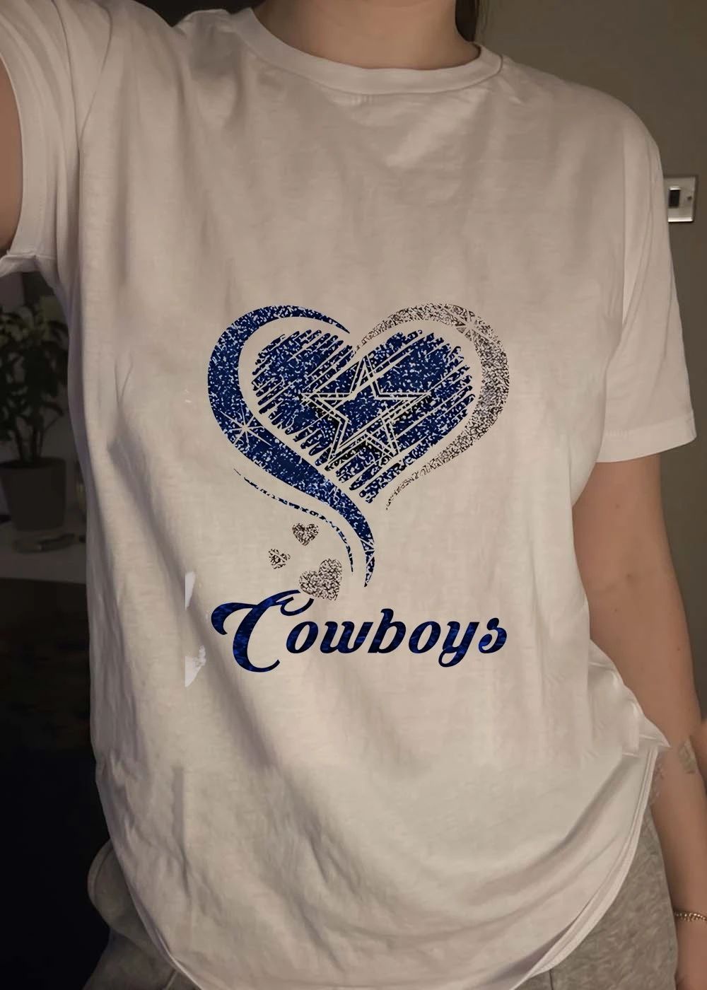 Dallas Cowboys Heart Glitter T-Shirt