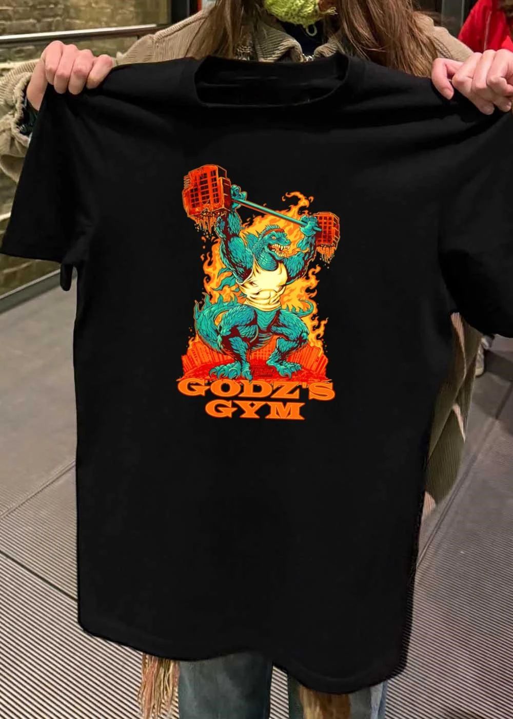 Godz’s Gym Godzilla Building Barbell Lifting Shirt