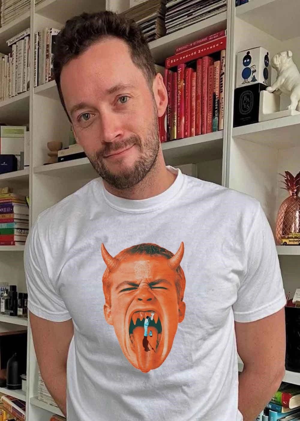 Cleaner at Work Devil Face Graphic T-Shirt