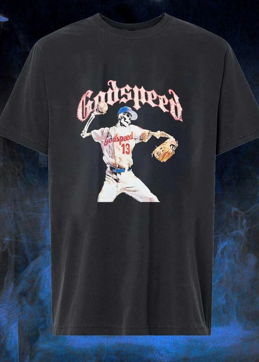 Godspeed Skeleton Baseball Player Pitching Godspeed 13 T-Shirt