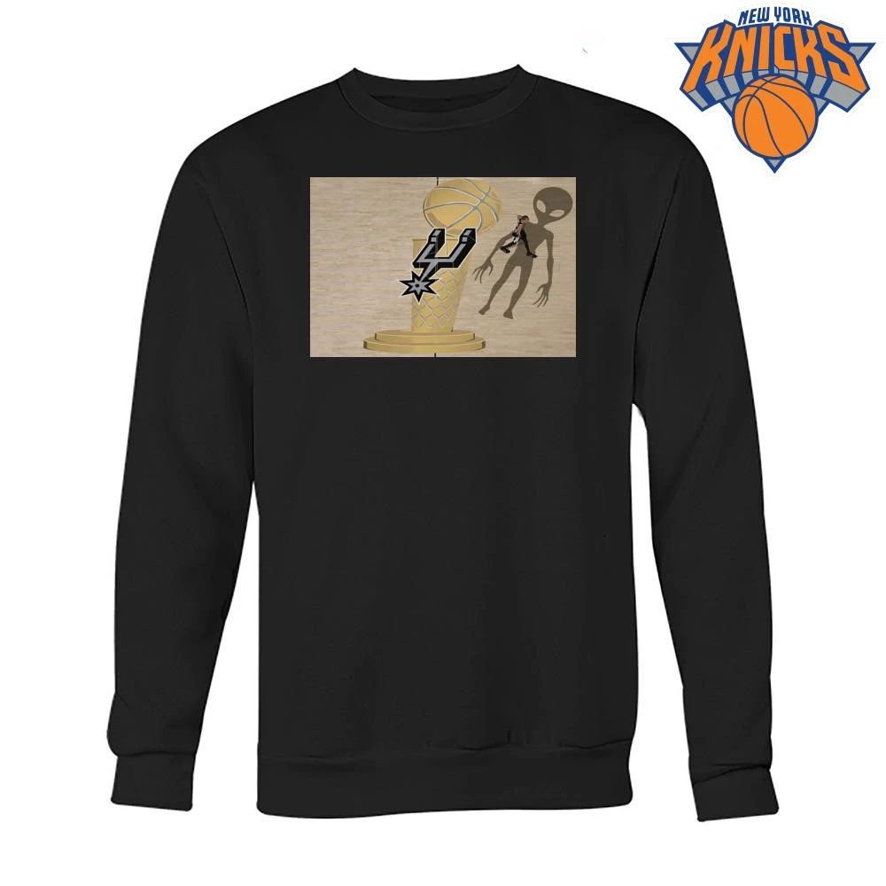 San Antonio Spurs Victor Wembanyama Alien Shadow Larry O’Brien Trophy Court Graphic NBA Finals 2026 Shirt