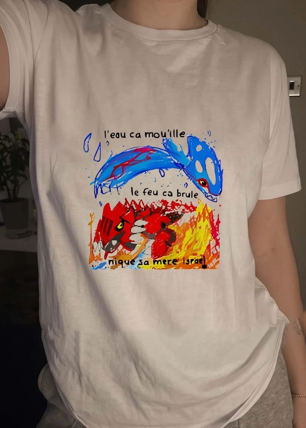 Kyogre Groudon L’eau Ca Mouille Le Feu Ca Brule Nique Sa Mere Israel T-Shirt