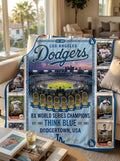 Los Angeles Dodgers 8x World Series Champions Dodger Stadium Legends Facsimile Signatures Fleece Throw Blanket