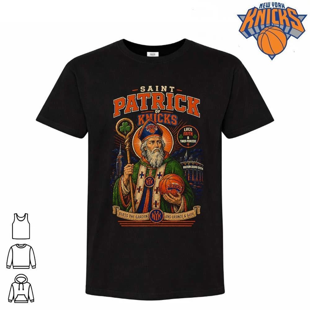 Saint Patrick Of Knicks Bless The Garden Orange Blue New York Knicks NBA Champions 2026 Shirt