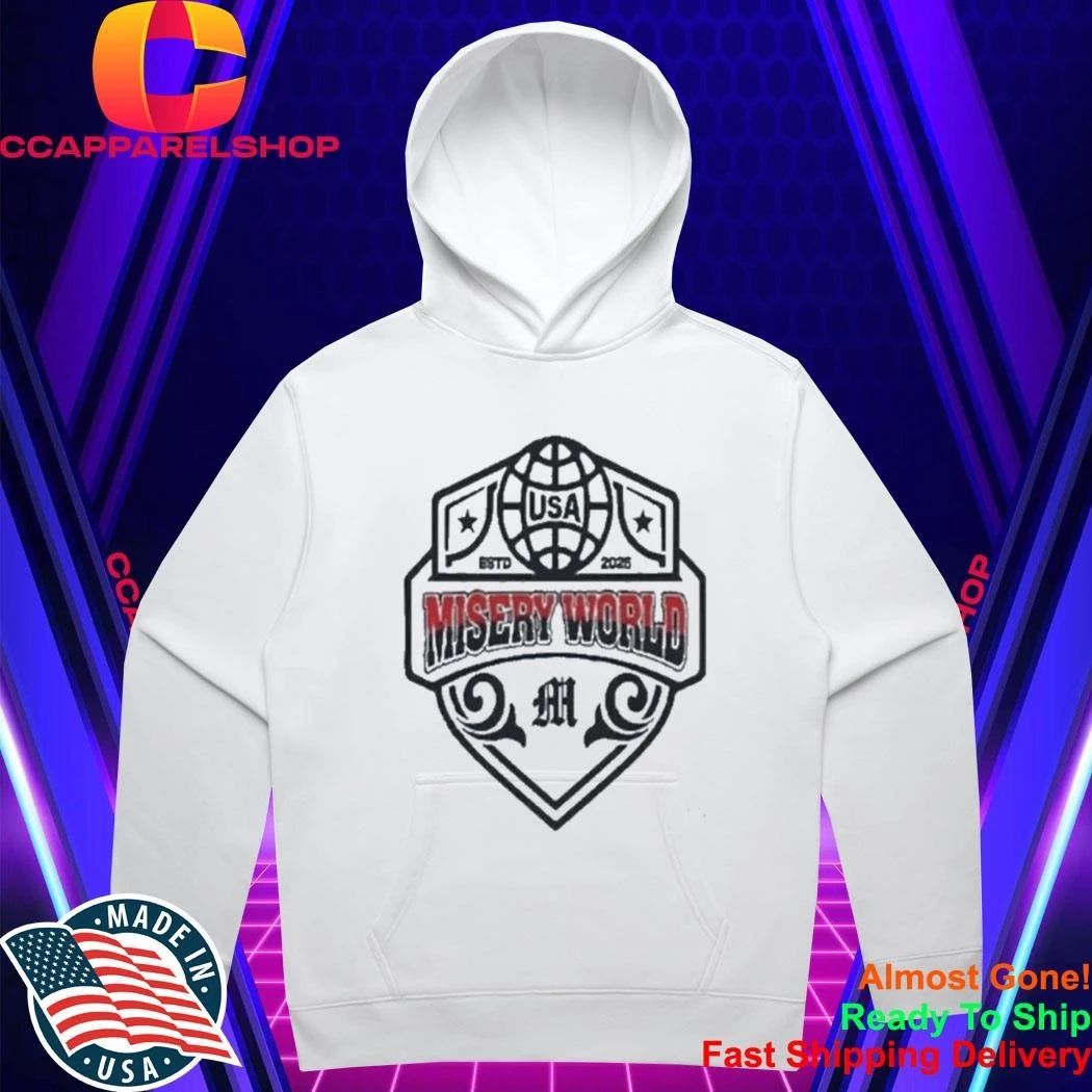 Misery World USA ESTD 2026 Shield Logo Athletic Global Tour Shirt