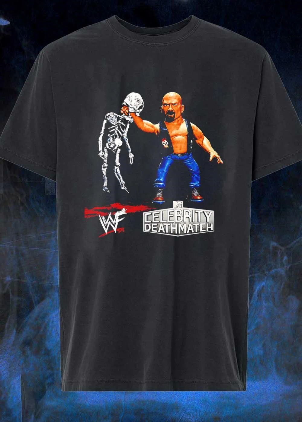 Stone Cold Steve Austin Holding Skeleton WWF Celebrity Deathmatch T-Shirt