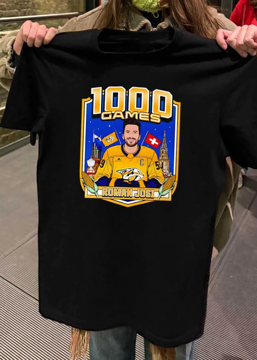 Roman Josi 1000 Games Captain Switzerland Nashville Hockey shirt