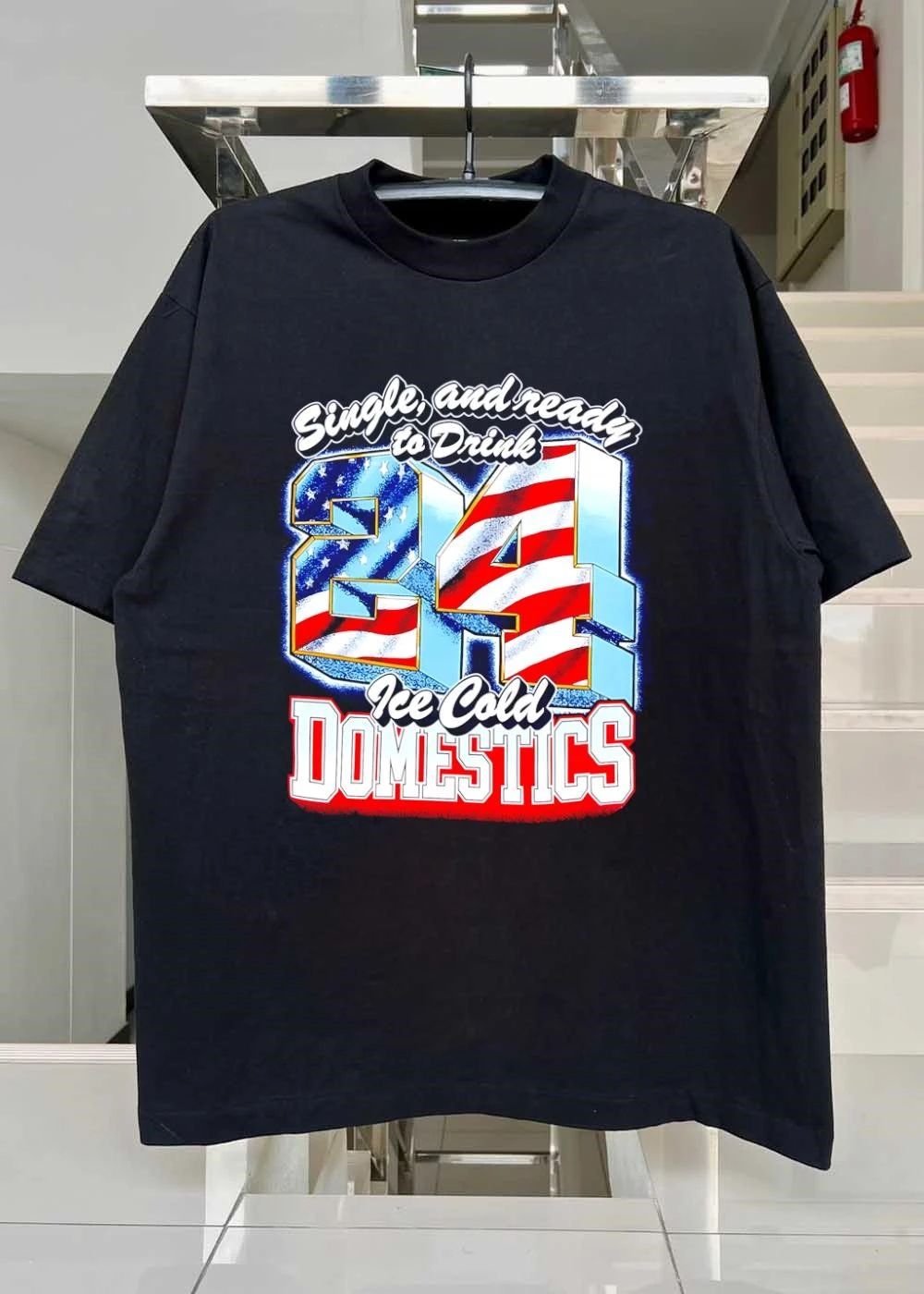 American flag single and ready to drink 24 ice cold domestics shirt