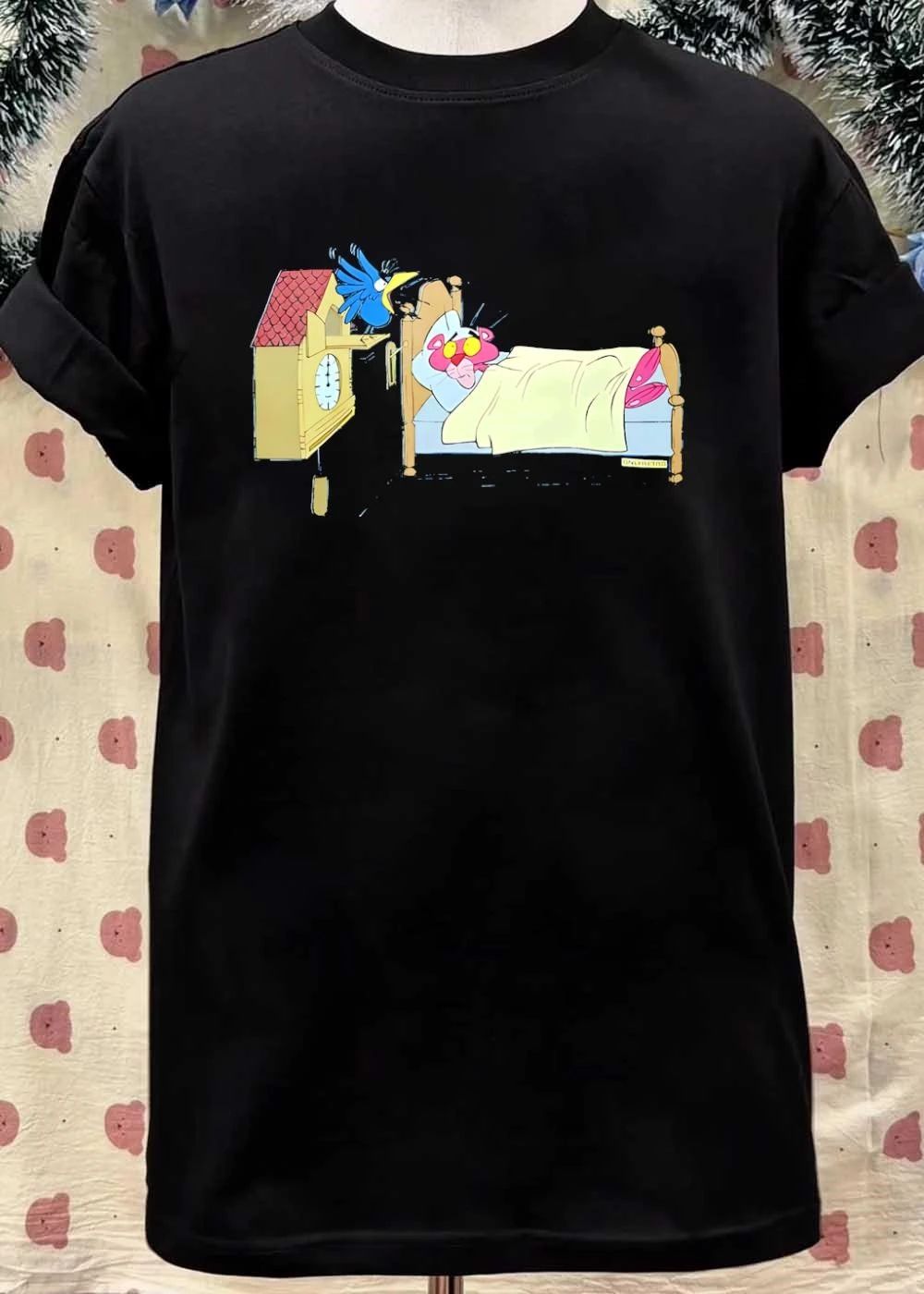 Onlyretro Pink Panther Waking up to a Cuckoo Clock T-Shirt