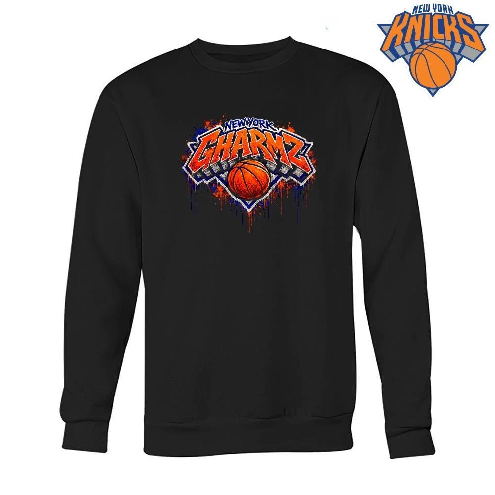 New York Knicks Gharmz Basketball Graphic Drip Style Black Tee Shirt