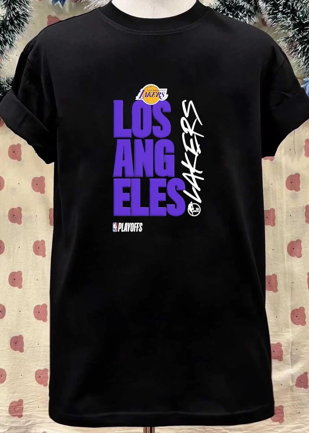 NBA Playoffs Los Angeles Lakers Logo Black T-Shirt