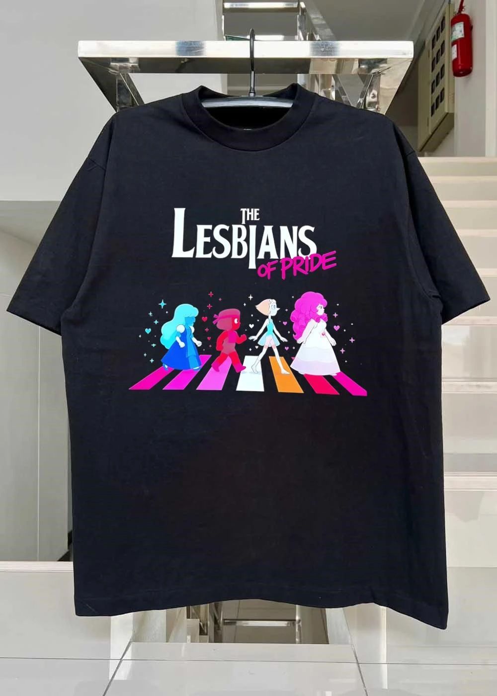 The Lesbians of Pride Steven Universe Characters Walking Abbey Road T-Shirt