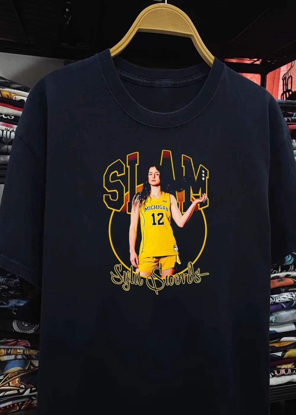 Slam Syla Swords Michigan Basketball Player Jersey Graphic T-Shirt