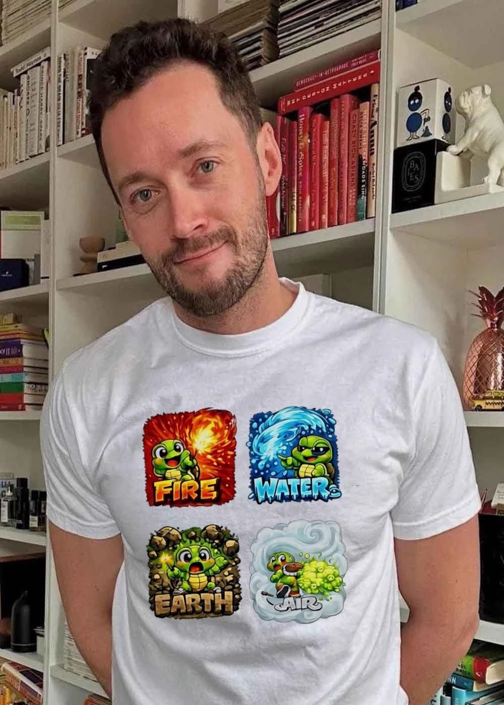 Fire Water Earth Air Four Elements Turtle Cartoon Cute Baby T-Shirt