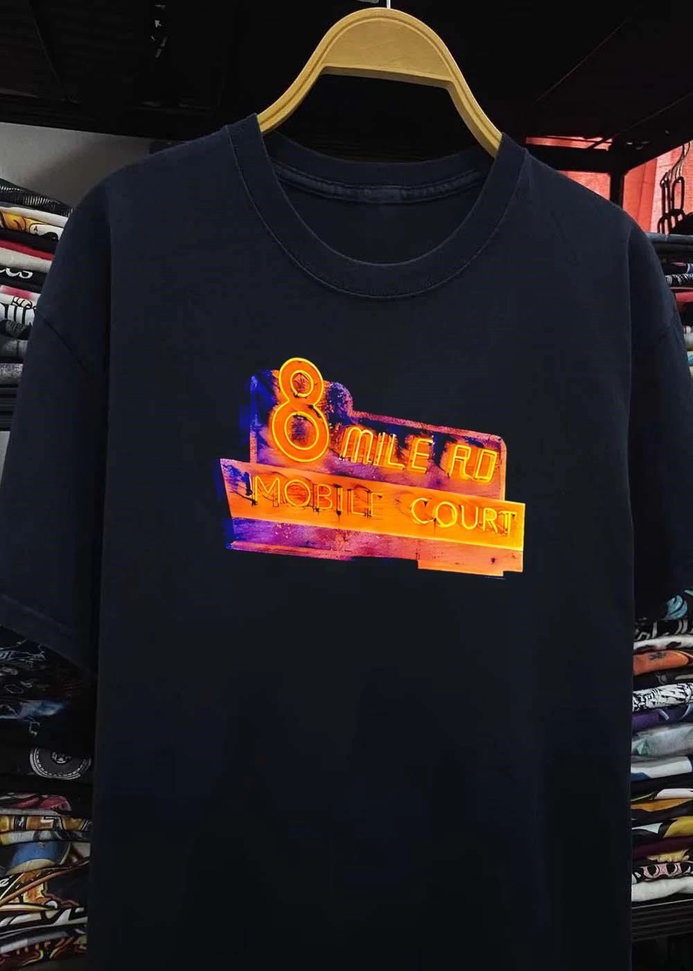 Detroit 8 Mile Road Mobile Court Neon Sign Eminem Movie Culture Hip Hop 2026 Throwback Shirt