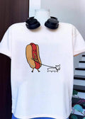 Cute Cartoon Hot Dog Walking A Dog shirt