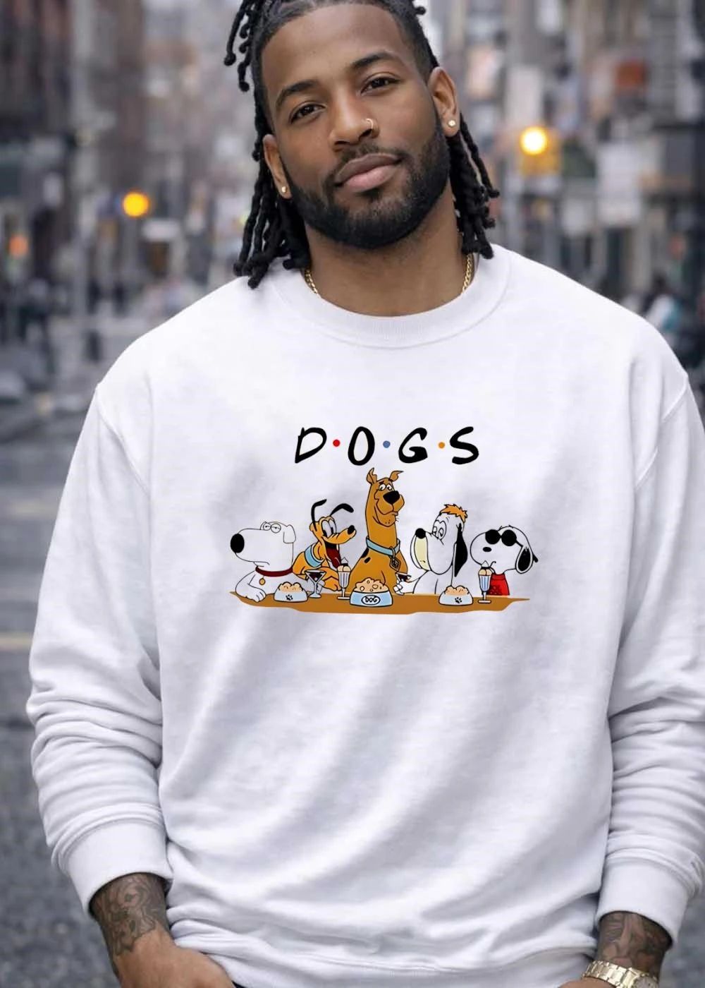 Iconic Cartoon Characters Gathering for Dinner DOGS T-Shirt
