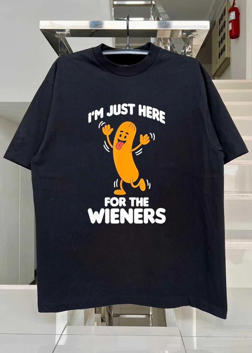 Dancing hot dog sausage food party I’m just here for the wieners shirt
