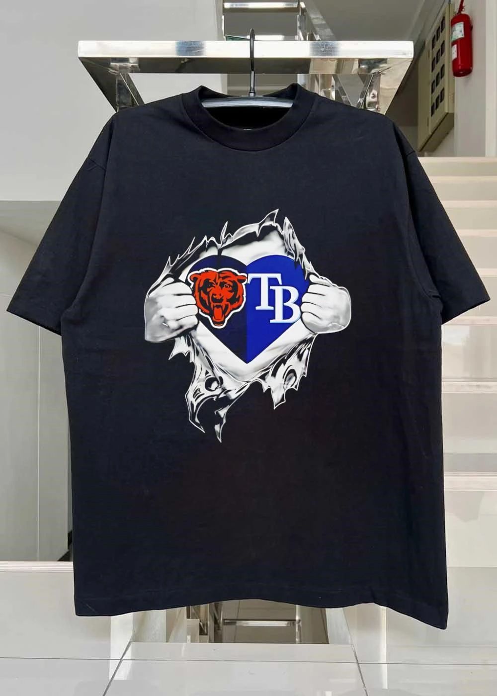 Tee Rip Heart Bear TB Chicago Tampa Bay Shirt
