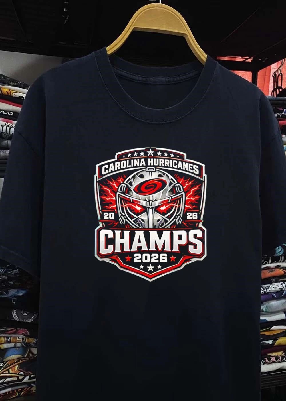 Carolina Hurricanes 2026 Champs Hockey Goalie Helmet T-Shirt