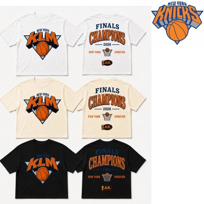 New York Knicks Champions NBA 2026 Finals Champions Forever KLM Athletics Retro Basketball Graphic Shirt