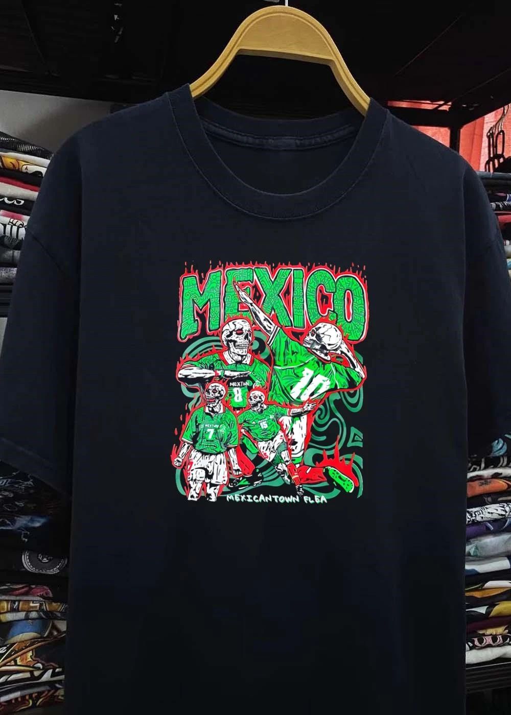 Mexicantown Flea Skeletons Playing Soccer Mexico 8 10 7 15 Mextwn T-Shirt