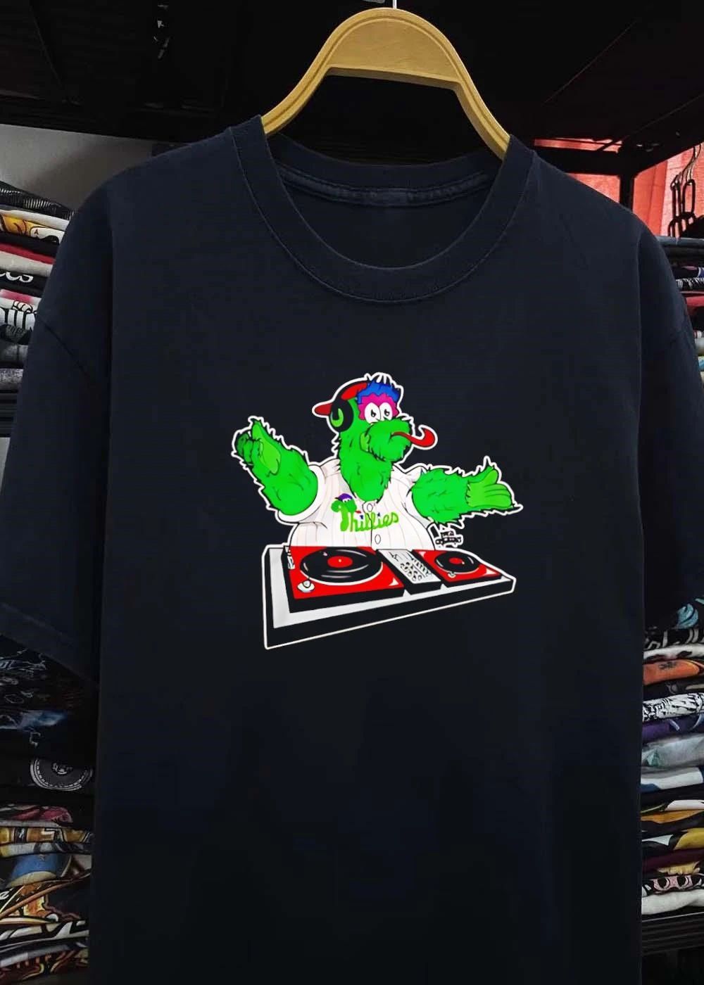 Phillie Phanatic Mascot DJ Turning Records Philadelphia Baseball shirt