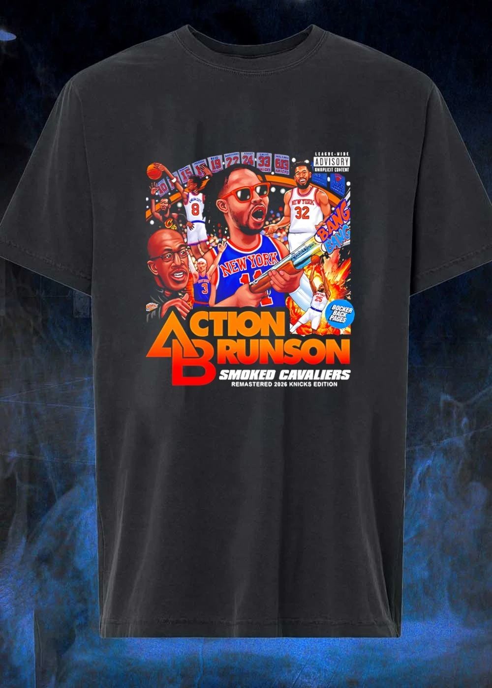 Knicks Apparel Action Brunson Smoked Cavaliers Remastered 2026 Edition T-Shirt