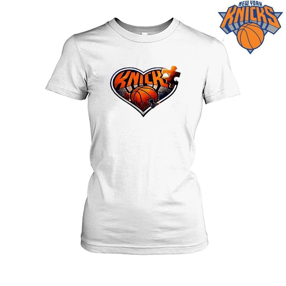 New York Knicks NBA Heart Puzzle logo T Shirt