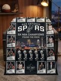San Antonio Spurs Frost Bank Center 5x NBA Champions Legends Facsimile Signatures Fleece Throw Blanket