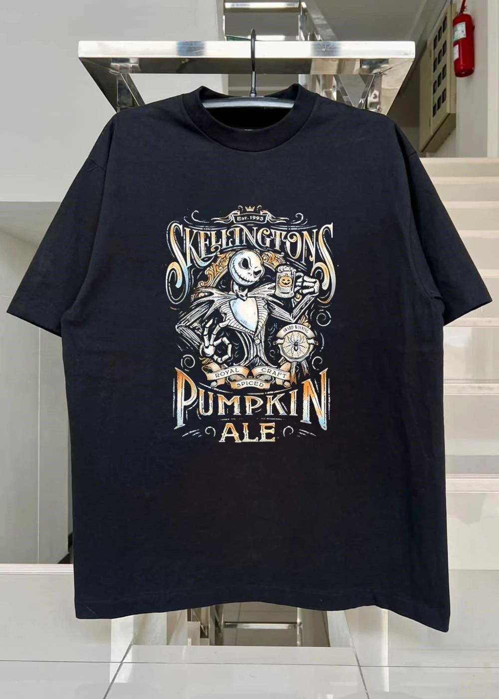 Est 1993 Jack Skellington Holding Beer Pumpkin Ale Award Winning Royal Craft Shirt