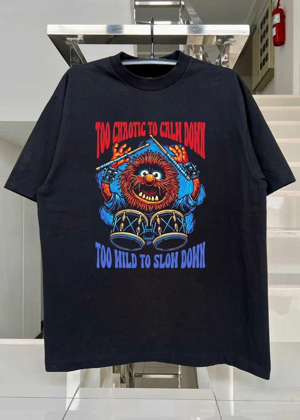 Too Chaotic To Calm Down Too Wild To Slow Down Animal Drummer shirt