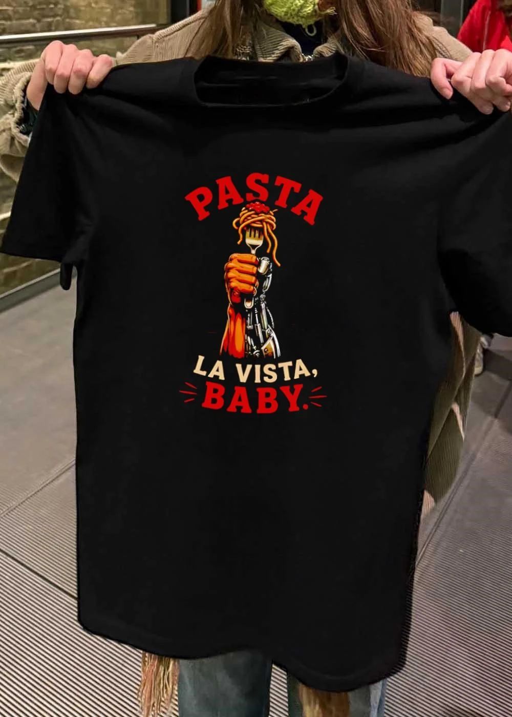 Pasta La Vista Baby Terminator Cyborg Hand Eating Spaghetti shirt