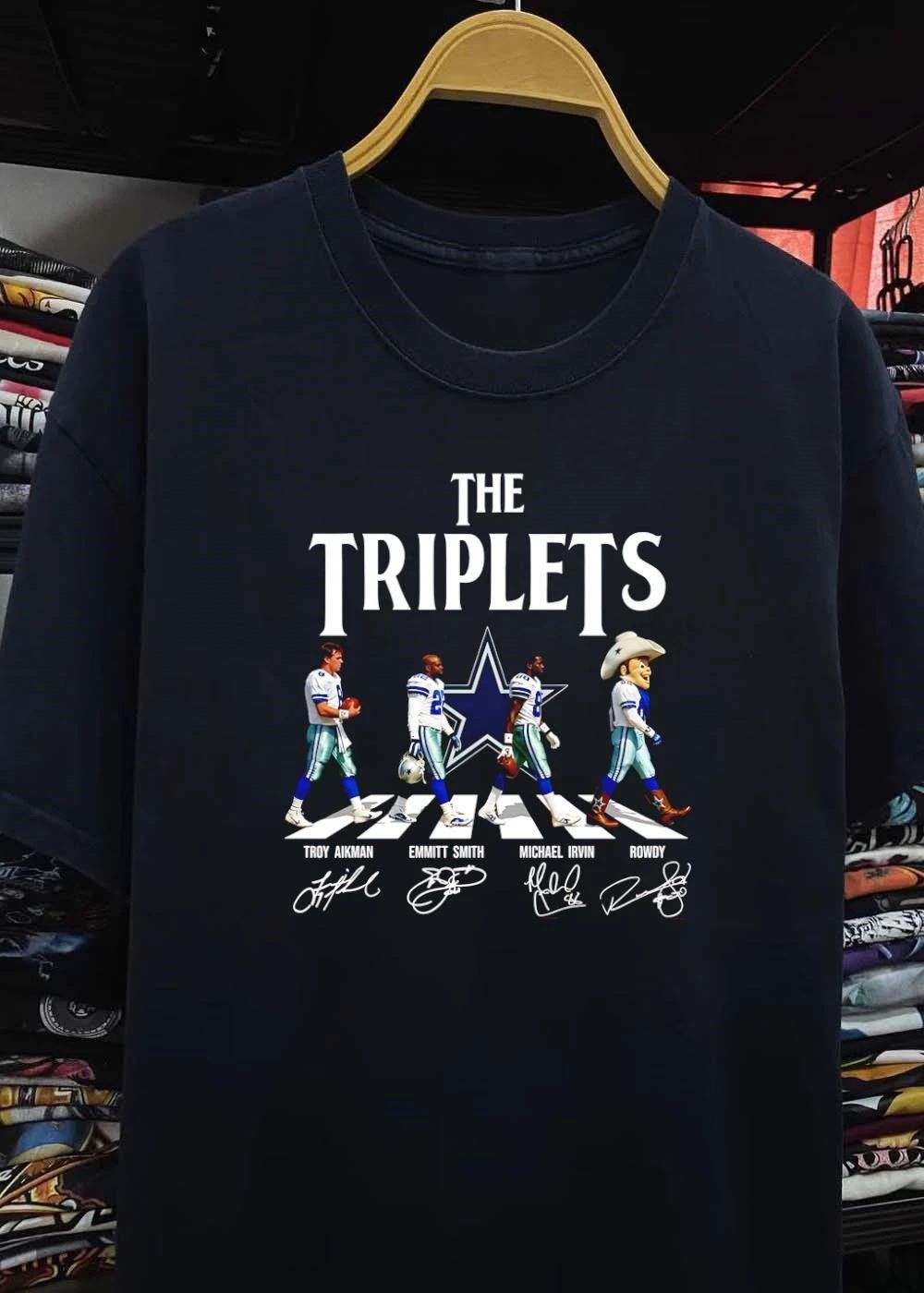 The Triplets Troy Aikman Emmitt Smith Michael Irvin Rowdy Dallas Cowboys T-Shirt