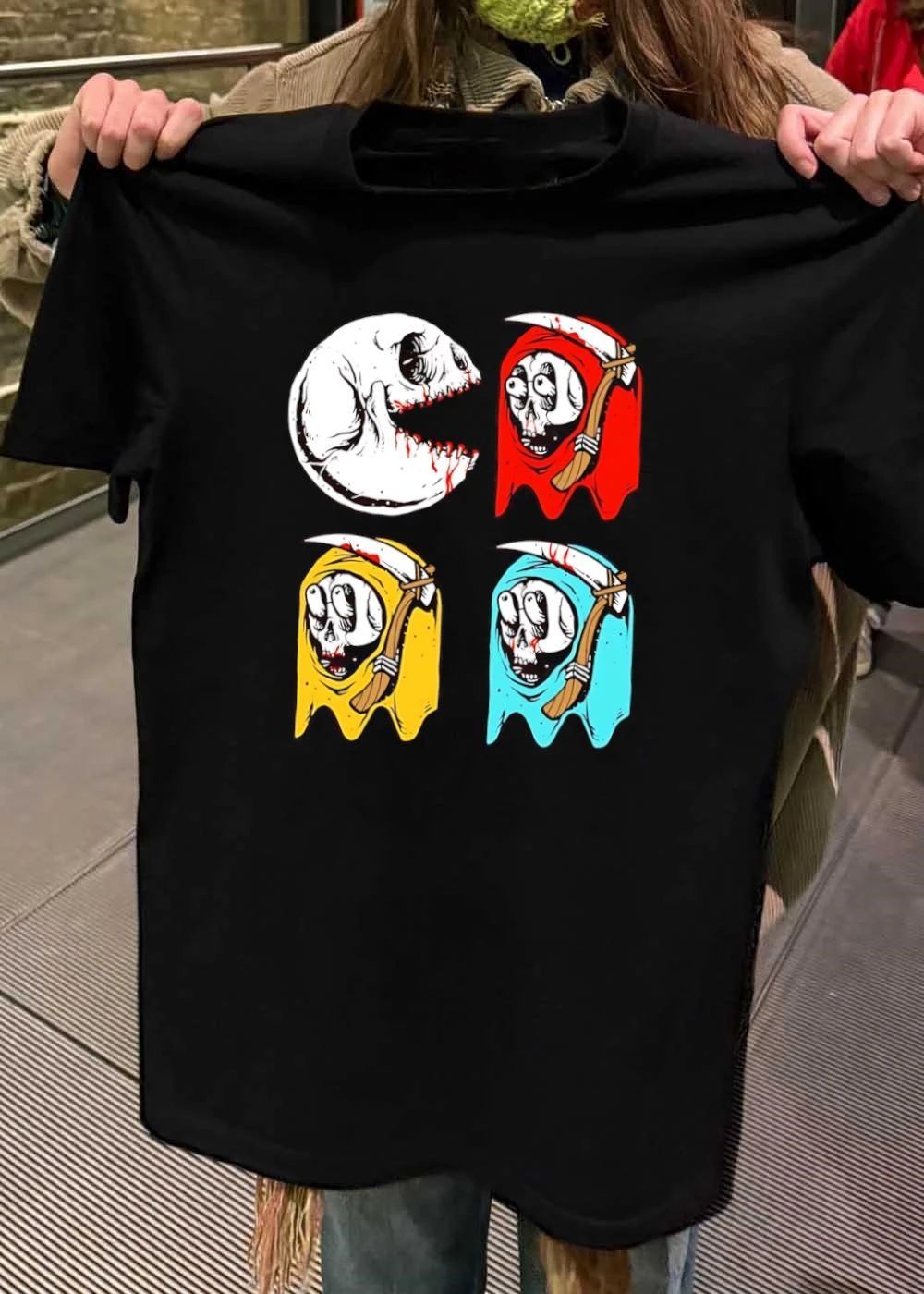 Pac Man Skeleton Skull Ghost Grim Reaper shirt