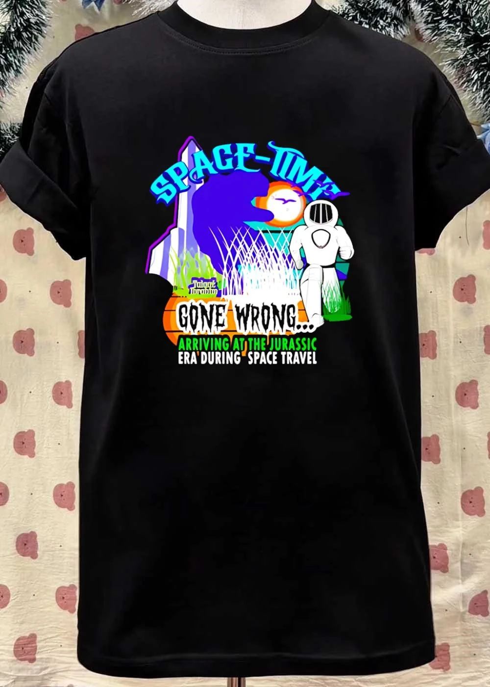 Talgal Iroabtu Astronaut Running from Dinosaur Space Time Gone Wrong T-Shirt