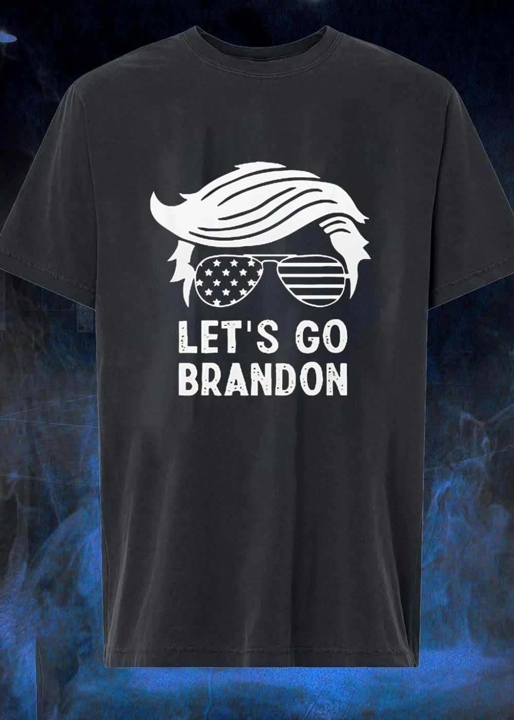 Patriotic Apparel Let’s Go Brandon Hair Sunglasses American Flag T-Shirt