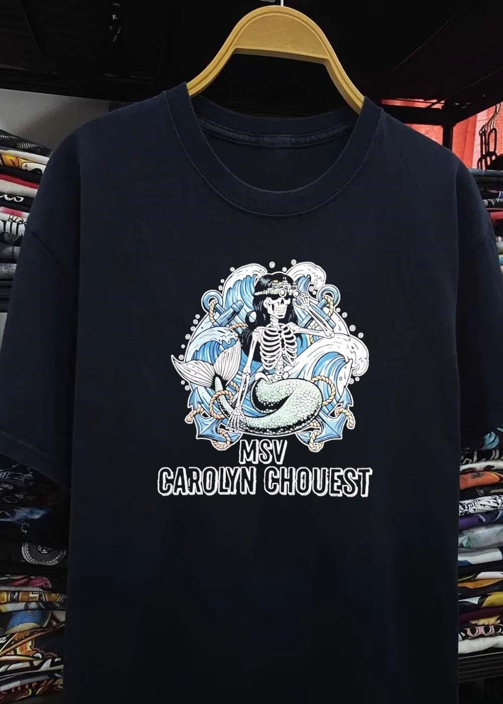 Skeleton Mermaid Wearing Night Vision Goggles MSV Carolyn Chouest T-Shirt