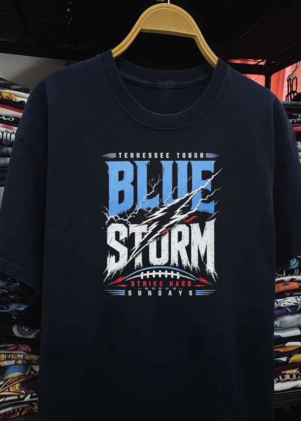 Tennessee Tough Blue Storm Strike Hard Sundays Football T-Shirt