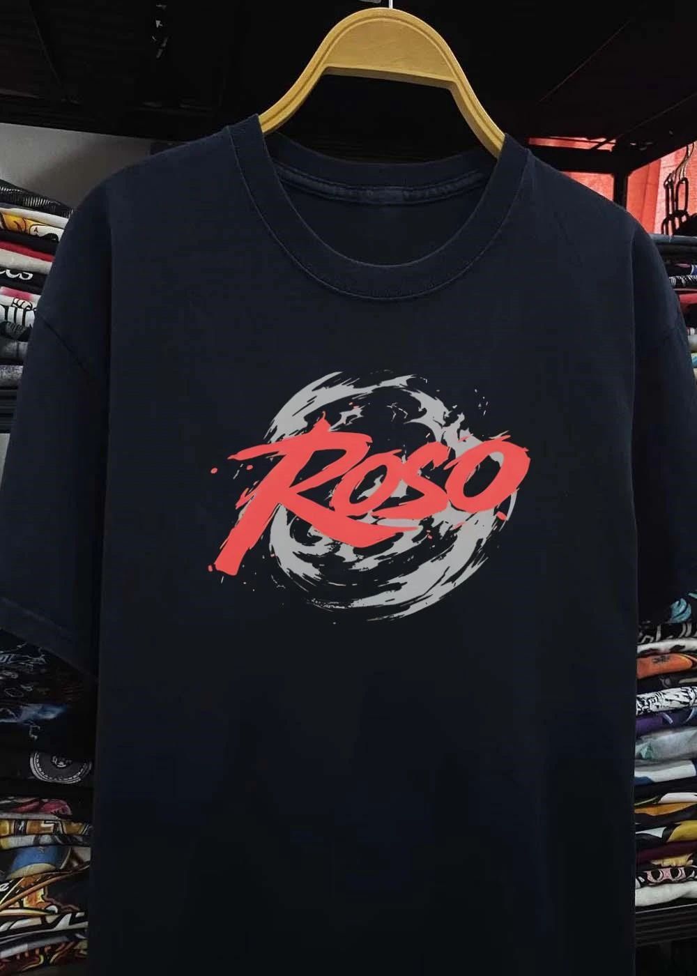 Roso Brush Stroke Distressed Graphic Print Red Logo T-Shirt