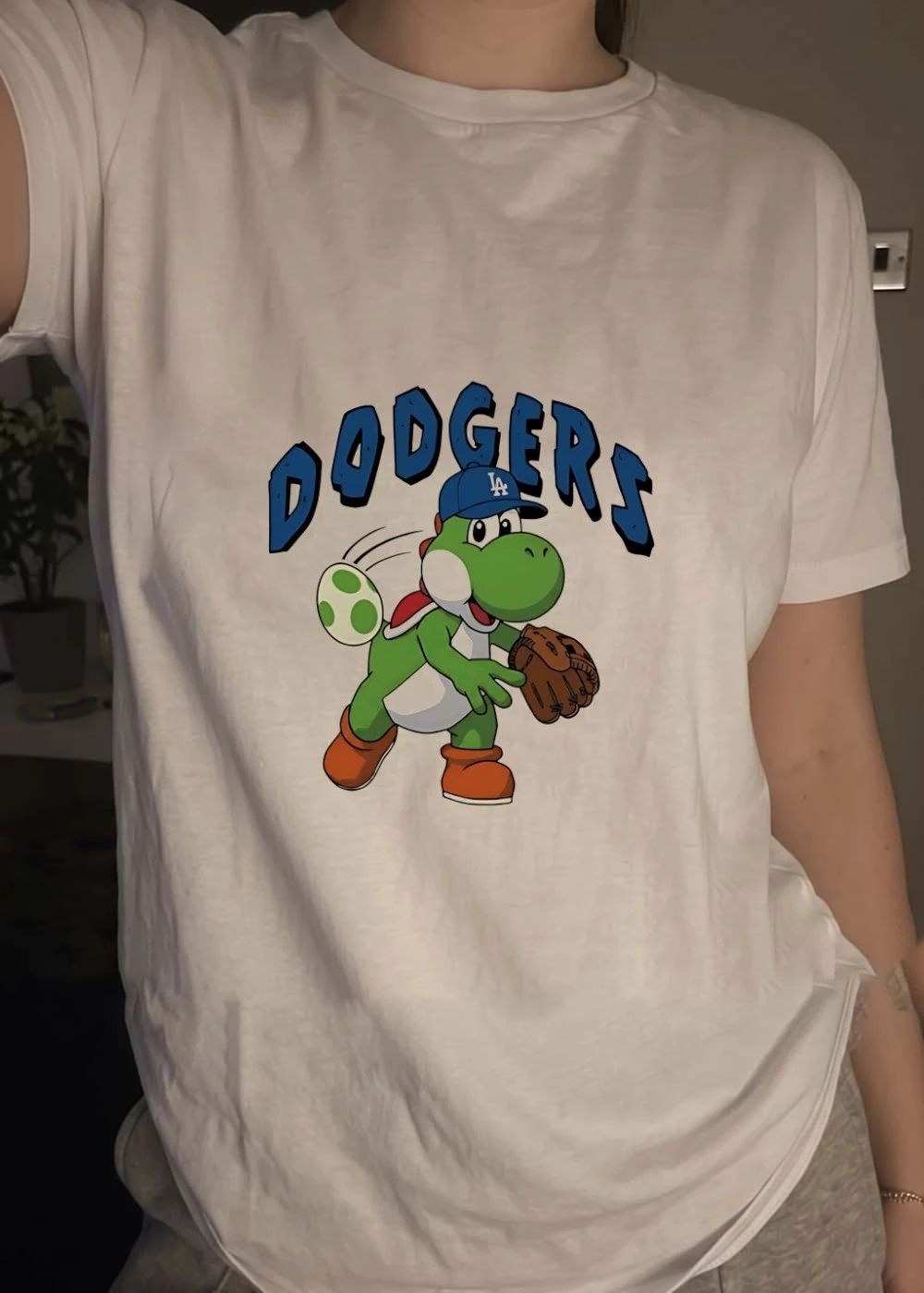Secret Club Los Angeles California Yoshi Throwing Egg Dodgers LA T-Shirt