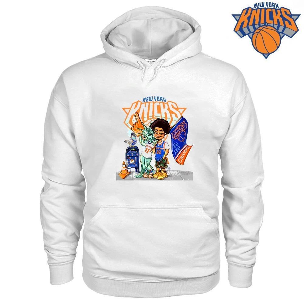 New York Knicks Champions NBA 2026 Cartoon Liberty Brunson Skyline Shirt