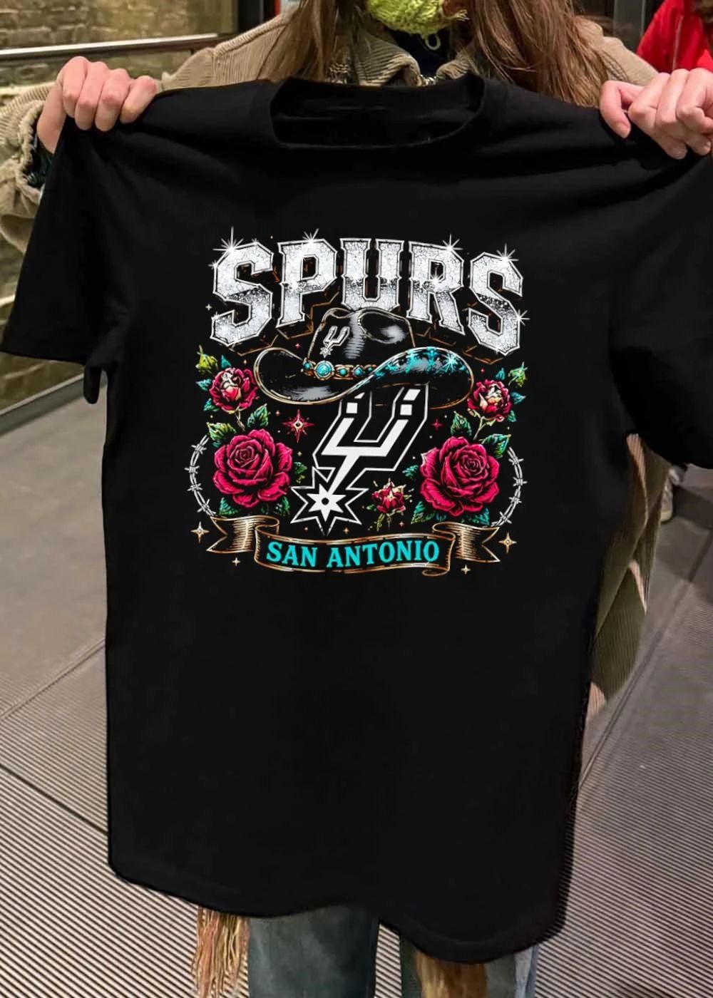 Spurs San Antonio Cowboy Hat Roses Graphic T-Shirt