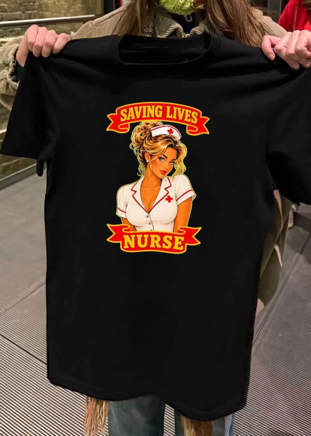 Saving Lives Sexy Pinup Girl Professional Medical Care T-Shirt