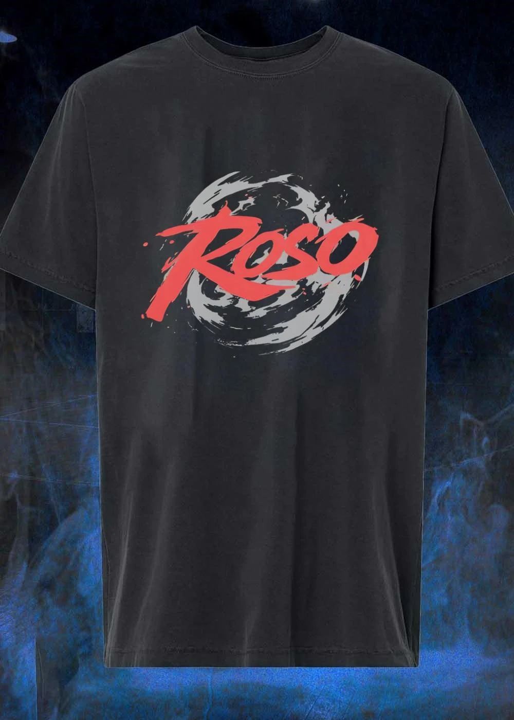 Roso Brush Stroke Distressed Graphic Print Red Logo T-Shirt