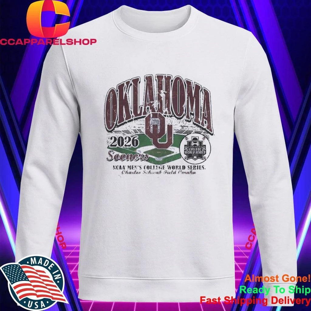 Oklahoma Sooners stadium 2026 NCAA Mens College World Series Charles Schwab Field Omaha Shirt
